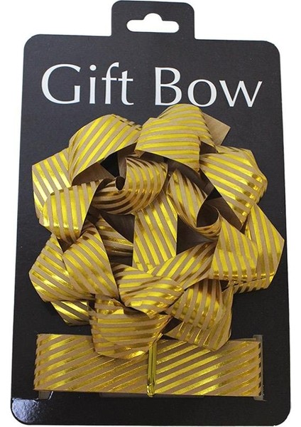 Hediye Paketleme Seti Kağıt Fiyonk ve Kurdele Kraft-Altın Çizgili 2'li modelleri
