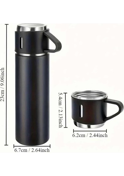 Termos Seti 3'lü Bardak Seti Isı Dayanıklı Siyah Paslanmaz Çelik Vakumlu - MK001R-4OE7B0 fırsatları