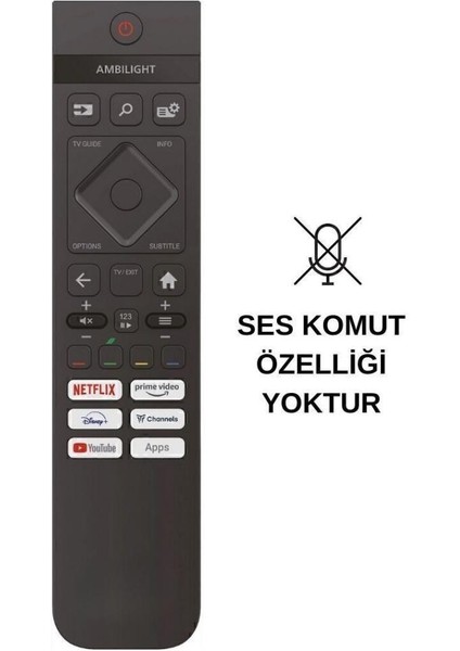 Phılıps 75PUS8909/12 Uyumlu Ses Komutsuz 4K Ambilight LED Tv Kumanda
