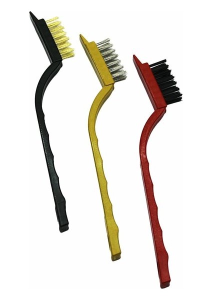 3 Parça Mini Tel Fırça Seti Prinç - Çelik - Naylon Fırça (5361)