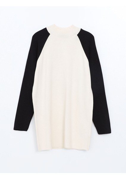 Yeni Sezon Dik Yaka Renk Bloklu Kadın Triko Tunik indirimleri