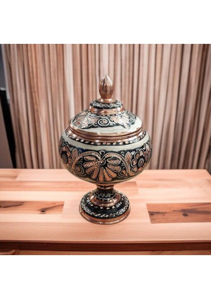 Bakır Şekerlik 22*10 cm Saf Bakır Şekerlik Siyah El Işlemeli Bakır Çikolatalık Erzurum Bakır Gondol fiyatları