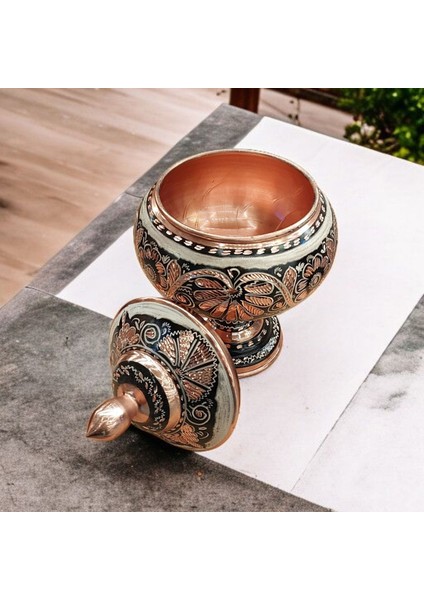 Bakır Şekerlik 22*10 cm Saf Bakır Şekerlik Siyah El Işlemeli Bakır Çikolatalık Erzurum Bakır Gondol indirimleri