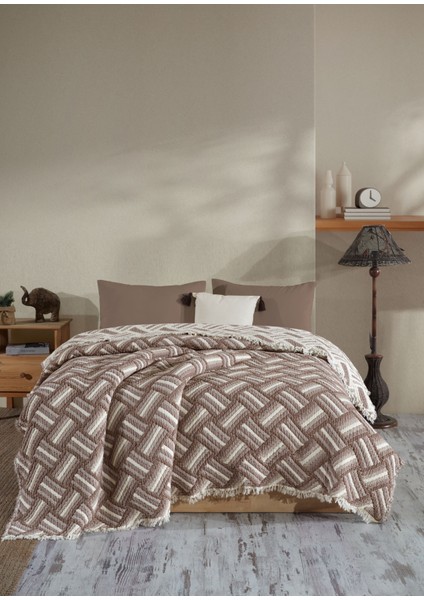Çift Taraflı, Hasır Desenli, 5 Katlı, Dolgulu Müslin Battaniye, Yorgan, 220 x 240 cm