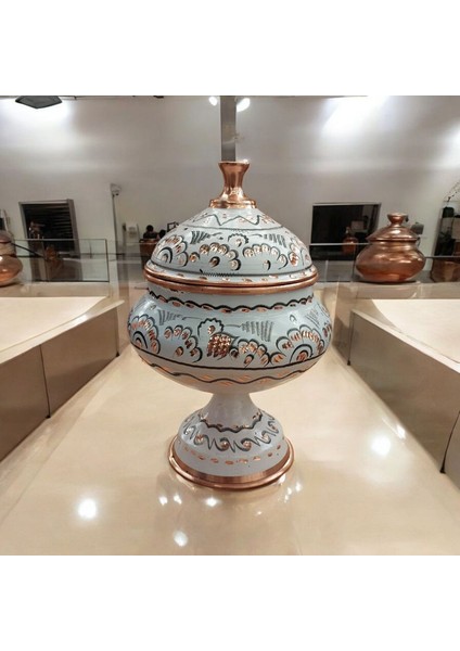 Bakır Şekerlik 19*10 cm Saf Bakır Şekerlik Beyaz El Işlemeli Bakır Çikolatalık Erzurum Bakır Gondol modelleri
