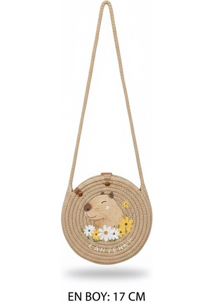 El Yapımı Çocuklara Uygun Temalı Organik Ip Çocuk Çantası (Çap 17 Cm) fırsatları