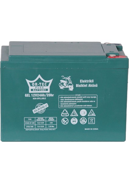 12V 24A Elektrikli Jel Akü