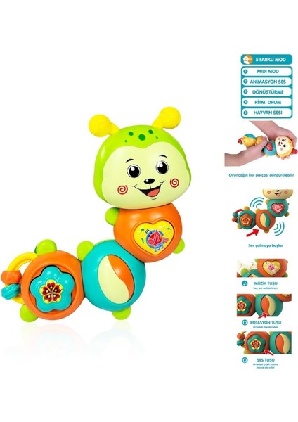 Pilli Sevimli Bebek Tırtıl Piyano 855-122D