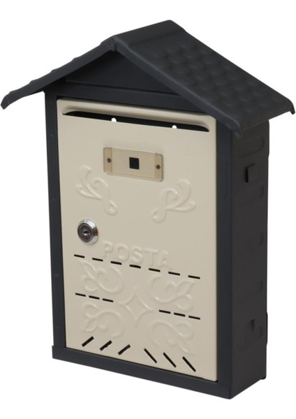 Akşan Metal Çatılı Ilan Posta Kutusu Dış Mekan Krem-Antrasit