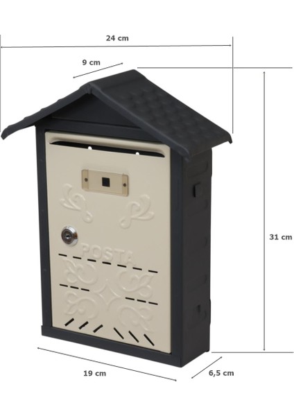 Akşan Metal Çatılı Ilan Posta Kutusu Dış Mekan Krem-Antrasit fiyatları