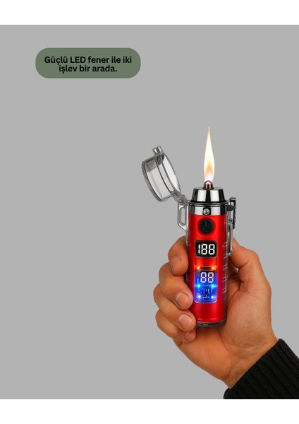 Çok Fonksiyonlu Şarjlı LED Fenerli USB Çakmak - MK001R-4OICW0 modelleri