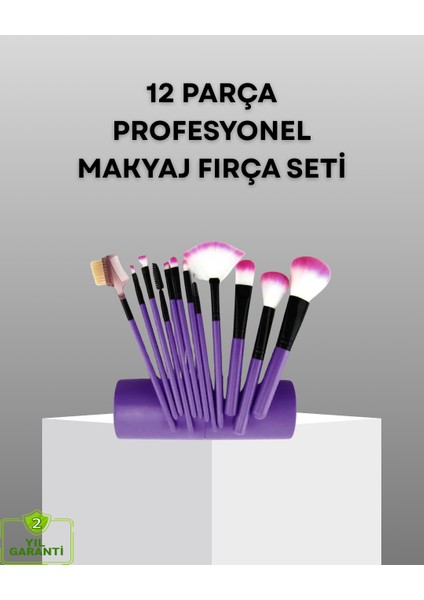 Ultra Yumuşak 12’li Makyaj Fırça Seti – Dökülme Yapmaz Dalin Şampuan ile T - MK001R-4OHY4