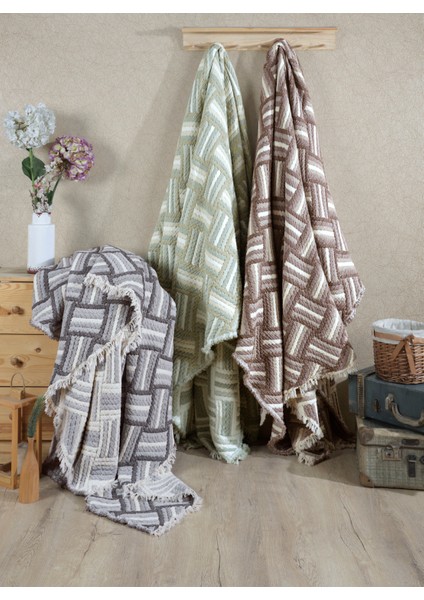 Çift Taraflı, Hasır Desenli, 5 Katlı, Dolgulu Müslin Battaniye, Yorgan, 220 x 240 cm