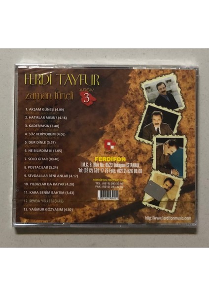 Ferdi Tayfur Zaman Tüneli Arşiv 3 CD (Jelatininde Sıfır Orijinal Dönem Baskı Cd) fiyatları