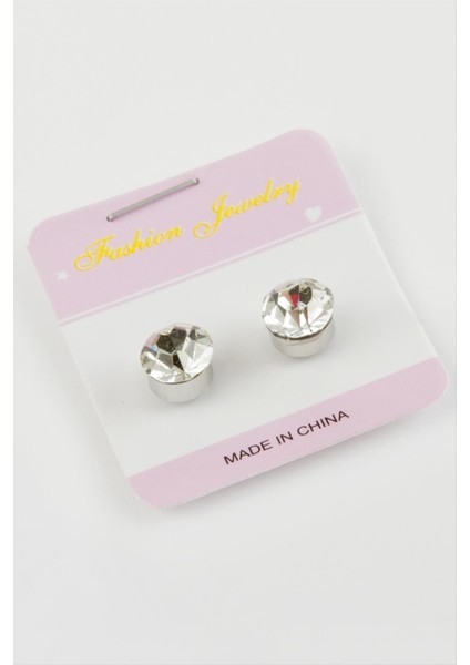 Nrzsnt Tek Taş Mıknatıslı Cam Küpe 7 Mm-Gümüş Rengi fiyatları