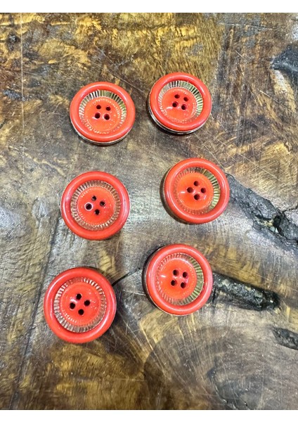 6 Adet Kırmızı Düğme Set 3 cm Çap