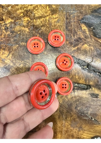 6 Adet Kırmızı Düğme Set 3 cm Çap modelleri