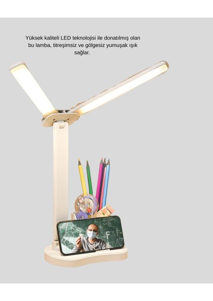 LED Işıklı Masa Lambası – Göz Yormayan Kısılabilir ve Esnek Başlıklı - MK001R-4O7KT4 fırsatları
