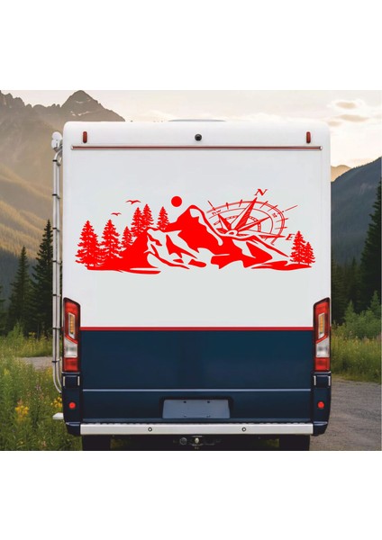 Pusula ve Dağ Sticker - 4x4 Kamp Adventure Pickup Karavan Araba Sticker - 00303
