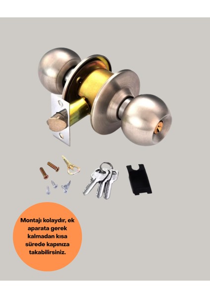 Paslanmaz Çelik Dayanıklı Topuzlu Kapı Kilidi - MK001R-4OID21 indirimleri