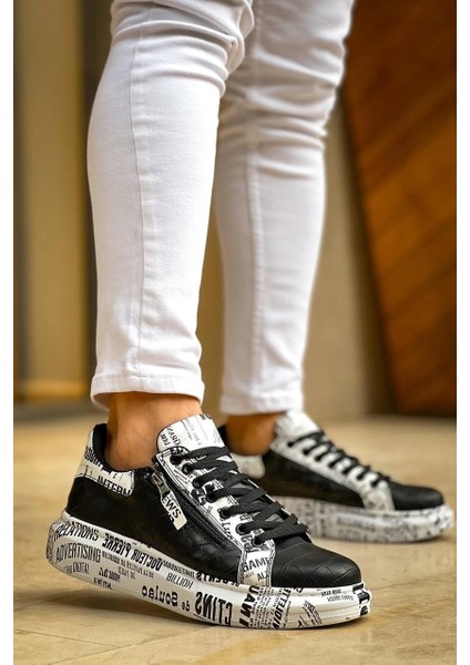 Nrzsnt Kb-02 Kuback Bağcıklı Crocodile Siyah Gazete Günlük Erkek Ayakkabı (Numara: 40)