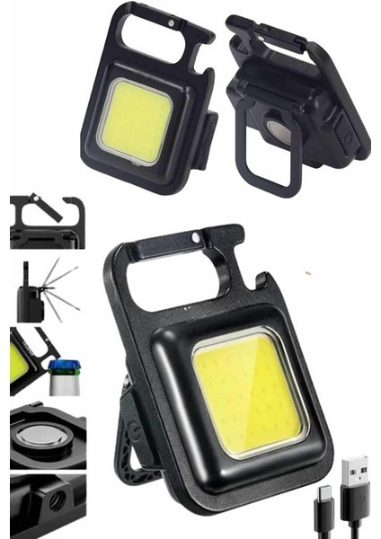 Kamp Çadır Lambası Şarjlı El Feneri Işıldak Anahtarlık Mini Mıknatıslı - MK001R-4OA9W9 fırsatları