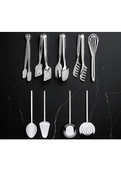 9 Parça Mutfak Çeyiz Için Servis, Pasta, Makarna, Salata Maşası Kepçe, Kevgir, Kaşık, Spatula Seti fırsatları