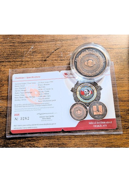 Milli Istihbarat Teşkilatı 2025 Bronz Hatıra Parası Sertifikalı