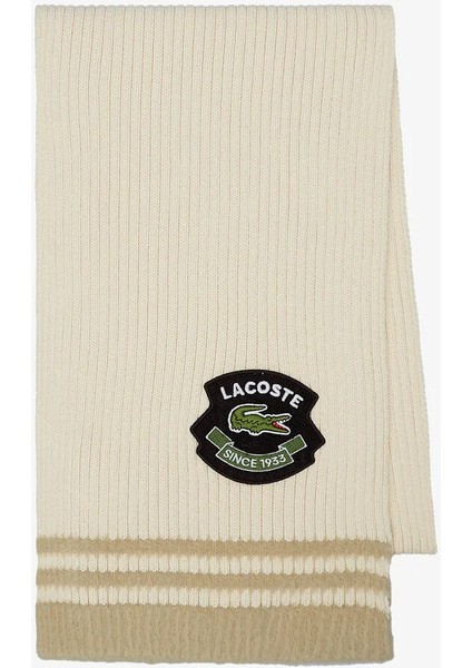 Unisex Renk Bloklu Bej Atkı