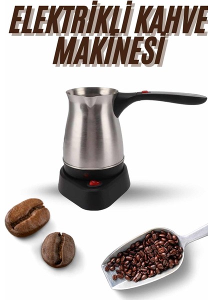 Elektrikli Cezve 800 Watt Paslanmaz Çelik Türk Kahve Makinesi Saplı - MK001R-4OJMG5