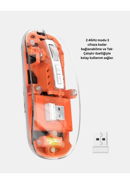 Bluetooth 5.0 & 2.4ghz Kablosuz Fare – 3 Cihaz Bağlantılı Hızlı Geçiş USB A - MK001R-4O9UJ indirimleri