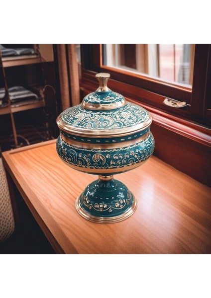 Bakır Şekerlik Saf Bakır Şekerlik 23*14 cm Büyük Boy El Işlemeli Bakır Çikolatalık Erzurum Bakır Gondol