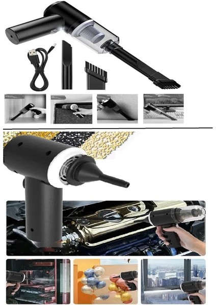 2 Yıl Mini Vakumlu Araç Süpürgesi El Süpürgesi Şarjlı Çok Fonksiyonlu Hs-23 fırsatları