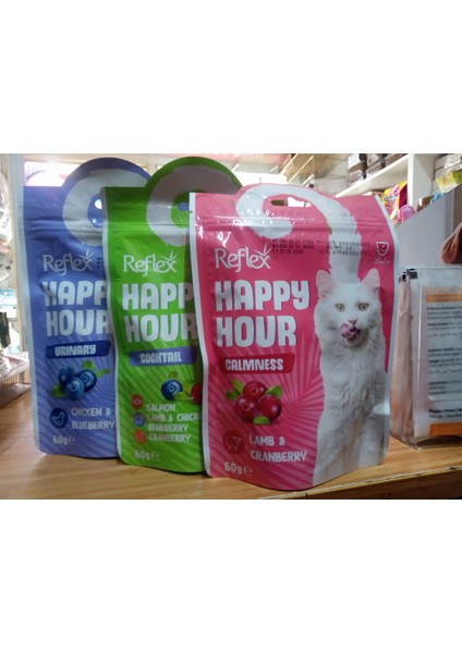 Happy Hour Kedi Ödülü Urinary Cocktail Calmness 60 Gram x 9 Paket+3 Adet Kedi Ödül Krema