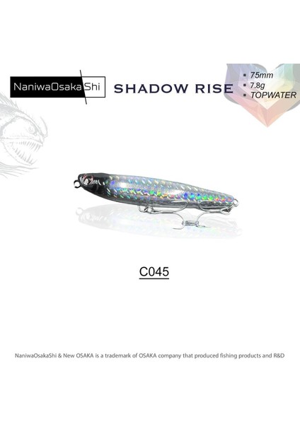 Shadow Rise Topwater 75 mm 7.8 gr Su Üstü Maket Balık modelleri