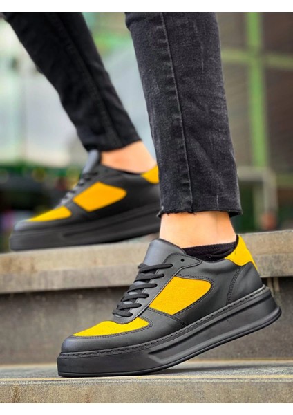 Nrzsnt Kb-X8 Kuback Siyah Sarı Cilt Yüksek Taban Günlük Spor Ayakkabı (Numara: 43) fırsatları