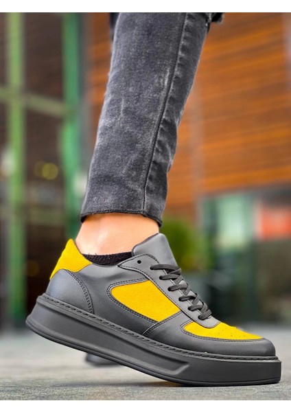 Nrzsnt Kb-X8 Kuback Siyah Sarı Cilt Yüksek Taban Günlük Spor Ayakkabı (Numara: 43) indirimleri
