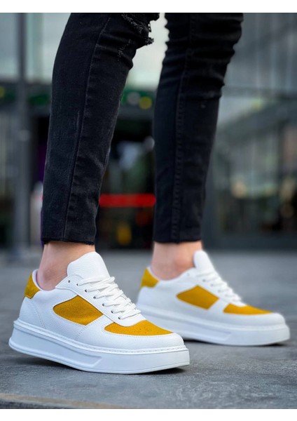 Nrzsnt Kb-X8 Kuback Beyaz Cilt Sarı Süet Detaylı Beyaz Yüksek Taban Günlük Spor Ayakkabı (Numara: 42) modelleri