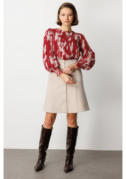 Önü Düğmeli Diz Üstü Kaşe Etek 2109-26K fiyatları