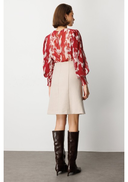 Önü Düğmeli Diz Üstü Kaşe Etek 2109-26K indirimleri