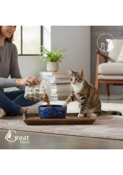 Greathome 2’li Porselen Kedi Köpek Mama ve Su Kabı Evcil Hayvanlar Için fiyatları