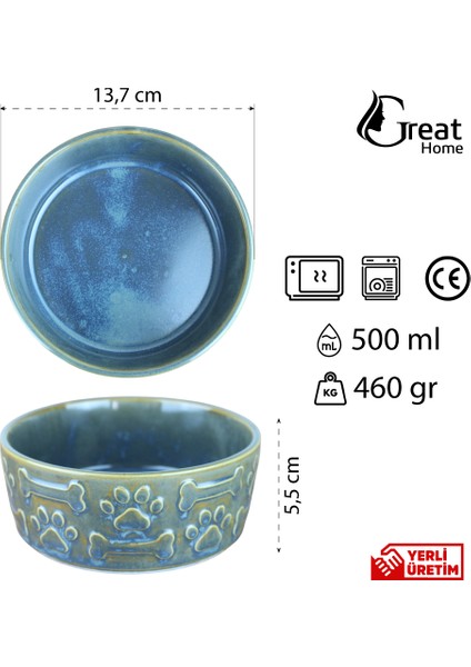 Greathome 2’li Porselen Kedi Köpek Mama ve Su Kabı Evcil Hayvanlar Için modelleri