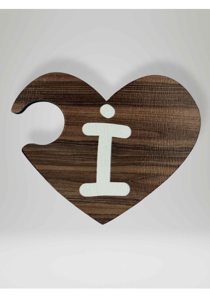 I Harfi (Sağ Parça) – Ahşap Puzzle Kalp Harf Magnet – Buzdolabı Süsü – Ikili Uyumlu (KOD:1010)