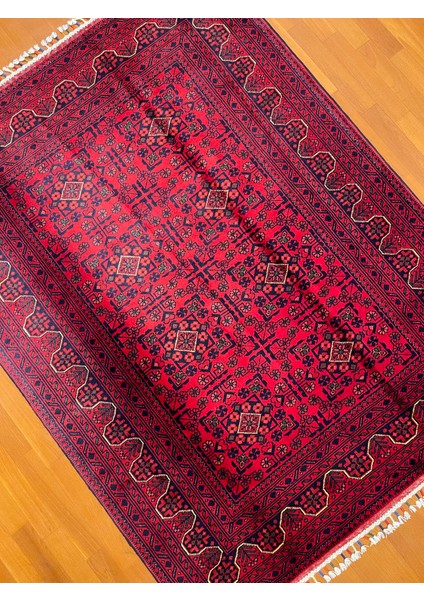 El Dokuma Afgan Halı Yıldız Desenli Bordo Renk 2 Metre Kare fiyatları