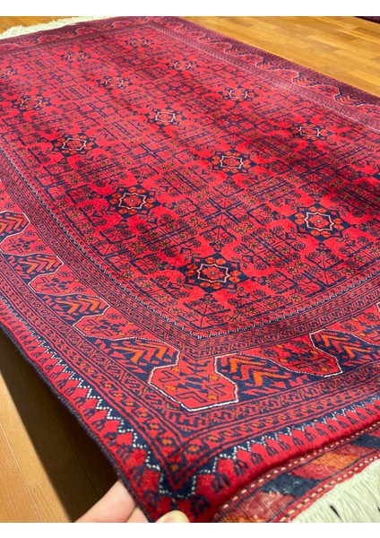 El Dokuma Afgan Halı Ince Dokuma Yıldız Desenli Bordo Renk 2 Metre Kare modelleri