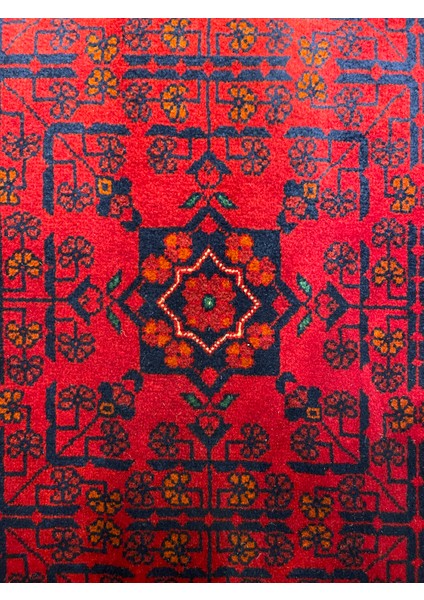 El Dokuma Afgan Halı Ince Dokuma Yıldız Desenli Bordo Renk 2 Metre Kare indirimleri