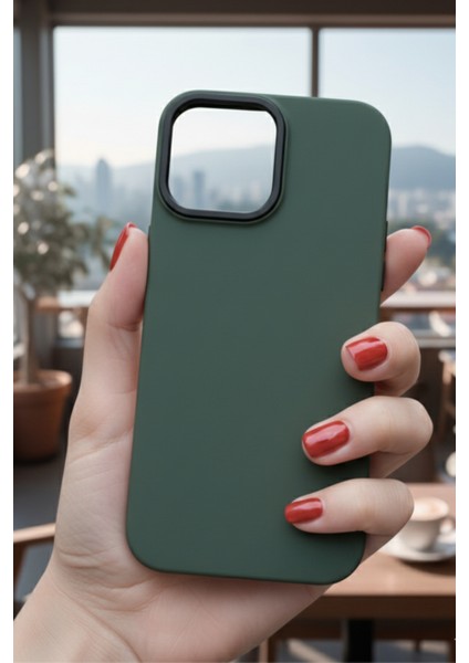 Iphone 12 Pro Max Uyumlu Kılıf Yeşil Renk Darbe Emici Yumuşak Silikon Kapak