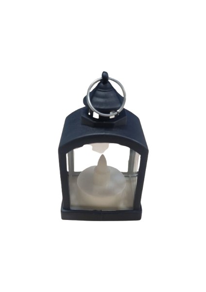 Yılbaşı Ledli Fener (9 Cm) - Rustik Model Siyah Renk Dekoratif Işıklı Masa ve Ağaç Süsü modelleri