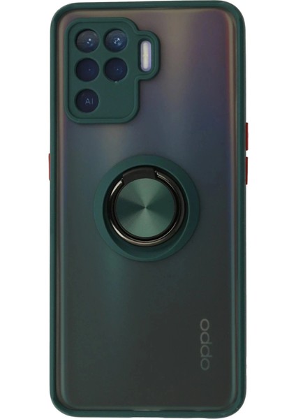 Oppo Reno 5 Lite Kılıf Montreal Yüzüklü Silikon Kapak - Yeşil