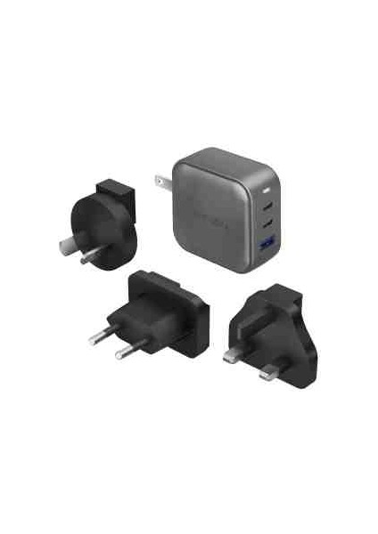 Travelworld Universal GAN66 2 Adet 65W Type-C ve 1 Adet 36W USB 3.0 Çıkışlı Hızlı Şarj Aleti - Koyu Gri modelleri